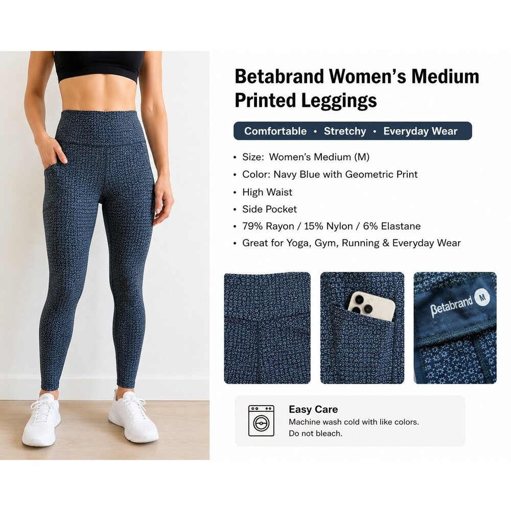 New Betabrand 7 Pocket Legging Pant Size M Blue green Yoga W1595-GLB